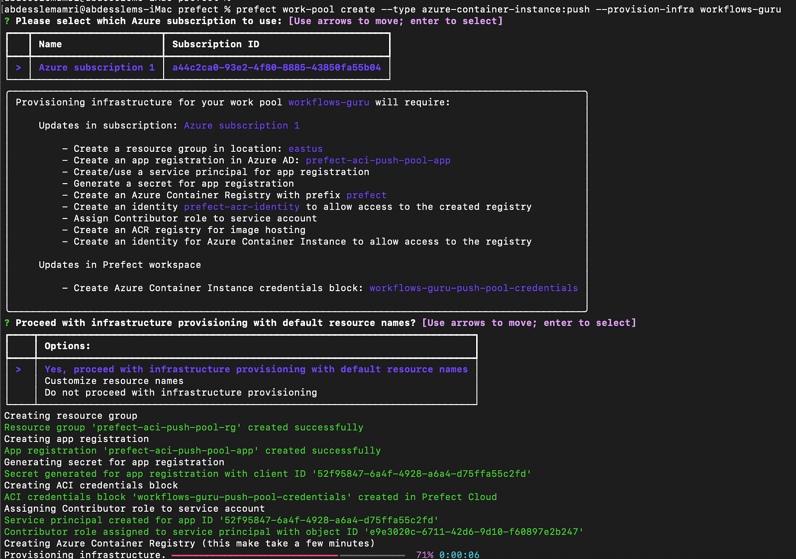 Create a work pool with prefect CLI