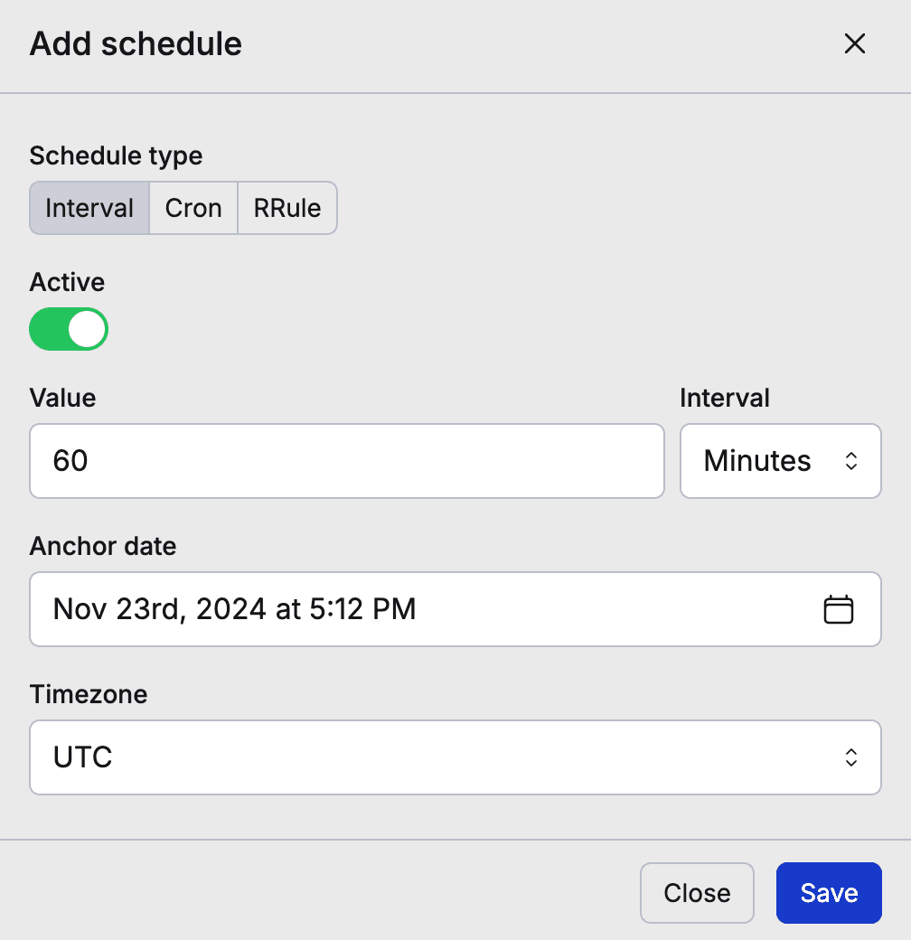Schedule Prefect Deployment with UI